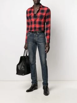 Saint Laurent check-print long-sleeve shirt