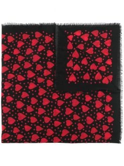 Saint Laurent two-tone heart-print scarf