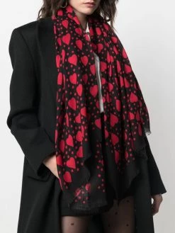 Saint Laurent two-tone heart-print scarf