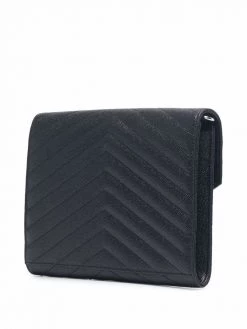 Saint Laurent logo-plaque chevron-quilt clutch bag