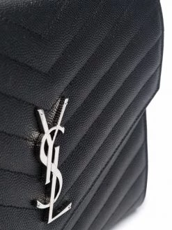 Saint Laurent logo-plaque chevron-quilt clutch bag