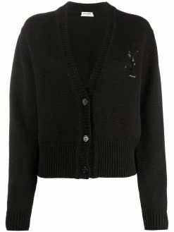 Saint Laurent sequin monogram-detail cardigan