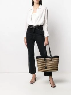 Saint Laurent woven striped tote bag