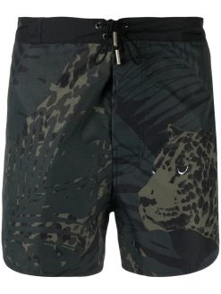 Saint Laurent Leopard Nocturne printed swim shorts