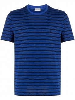 Saint Laurent logo-embroidered striped T-shirt