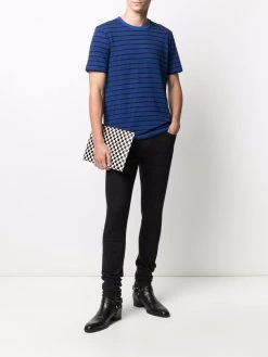 Saint Laurent logo-embroidered striped T-shirt