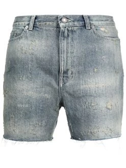Saint Laurent faded distressed denim shorts
