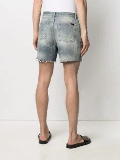 Saint Laurent faded distressed denim shorts