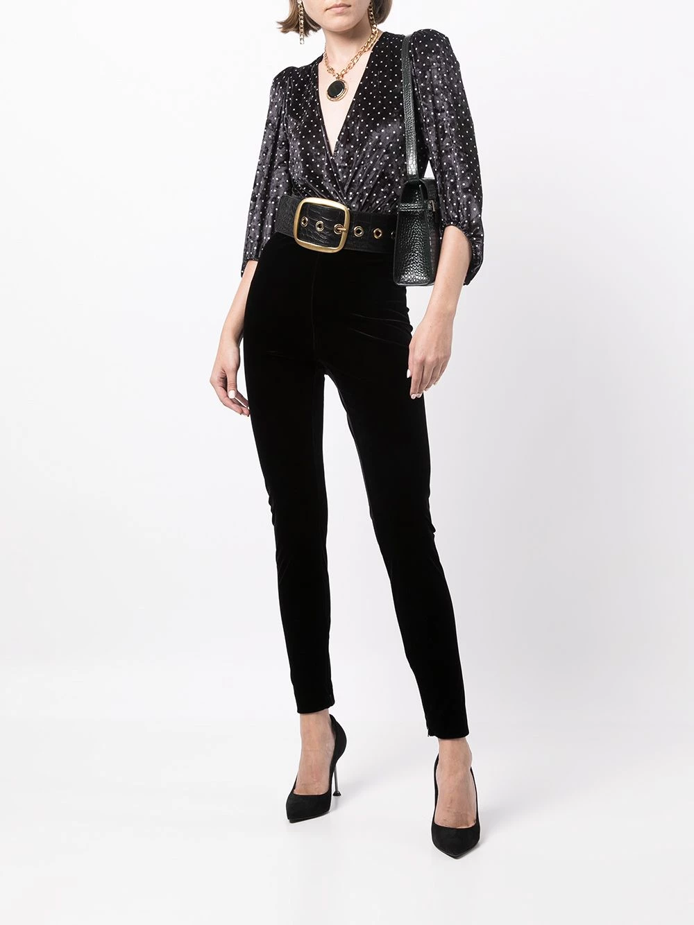 Saint Laurent high-waisted tailored velvet leggings