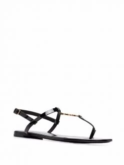 Saint Laurent Cassandra logo plaque sandals