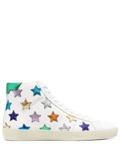 Saint Laurent metallic-star leather sneakers