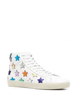 Saint Laurent metallic-star leather sneakers