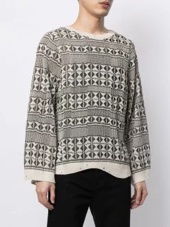 Saint Laurent geometric-pattern knitted jumper