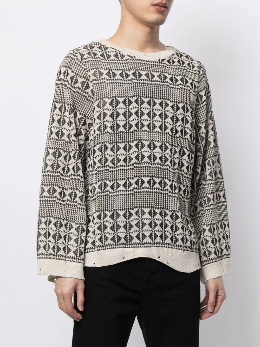 Saint Laurent geometric-pattern knitted jumper