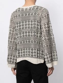 Saint Laurent geometric-pattern knitted jumper