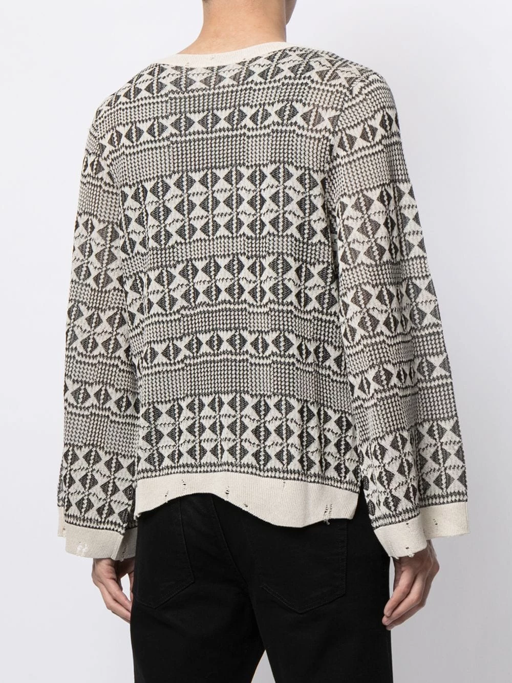 Saint Laurent geometric-pattern knitted jumper