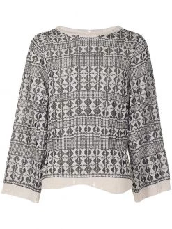Saint Laurent geometric-pattern knitted jumper