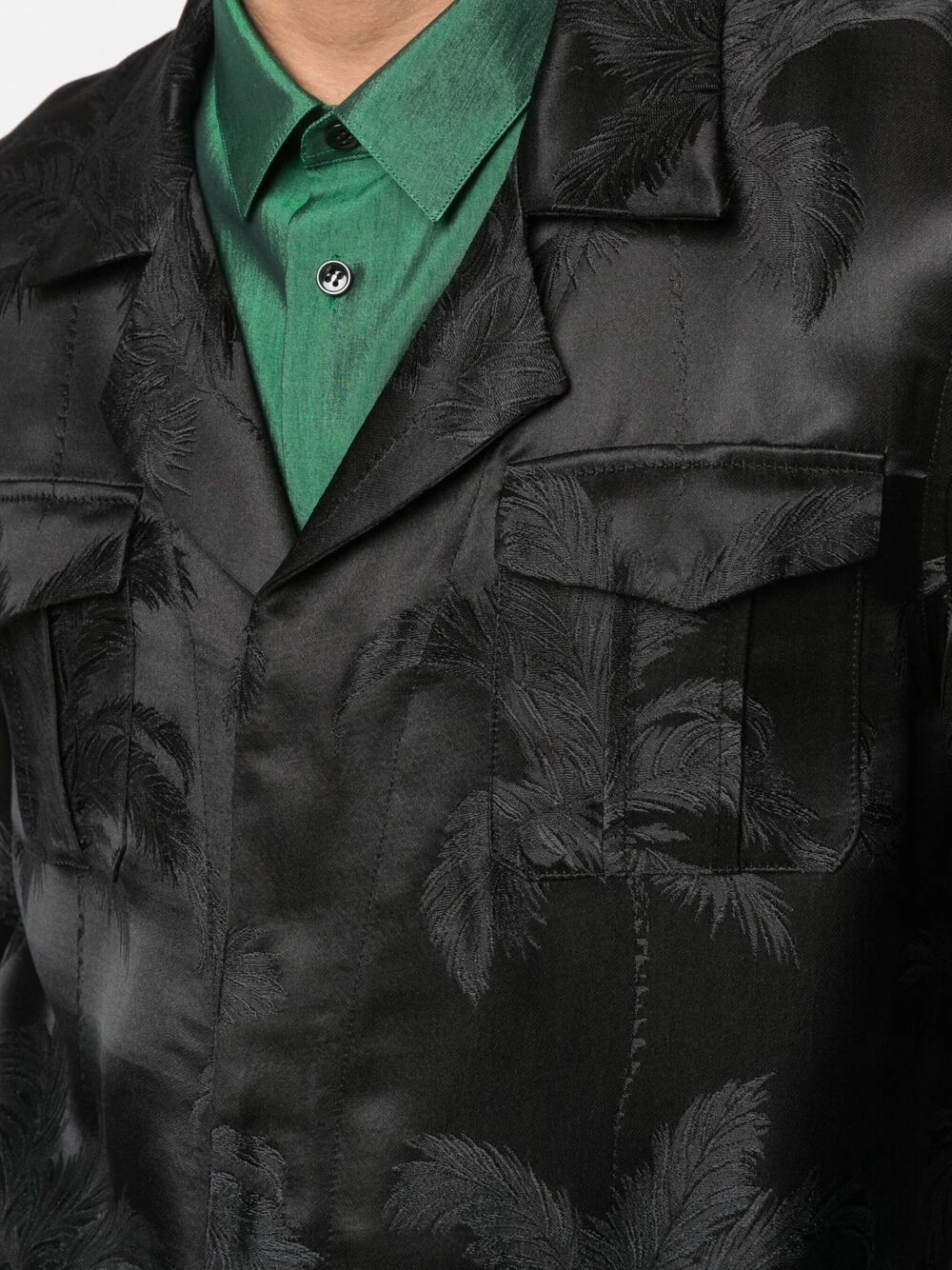 Saint Laurent palm tree print silk bomber