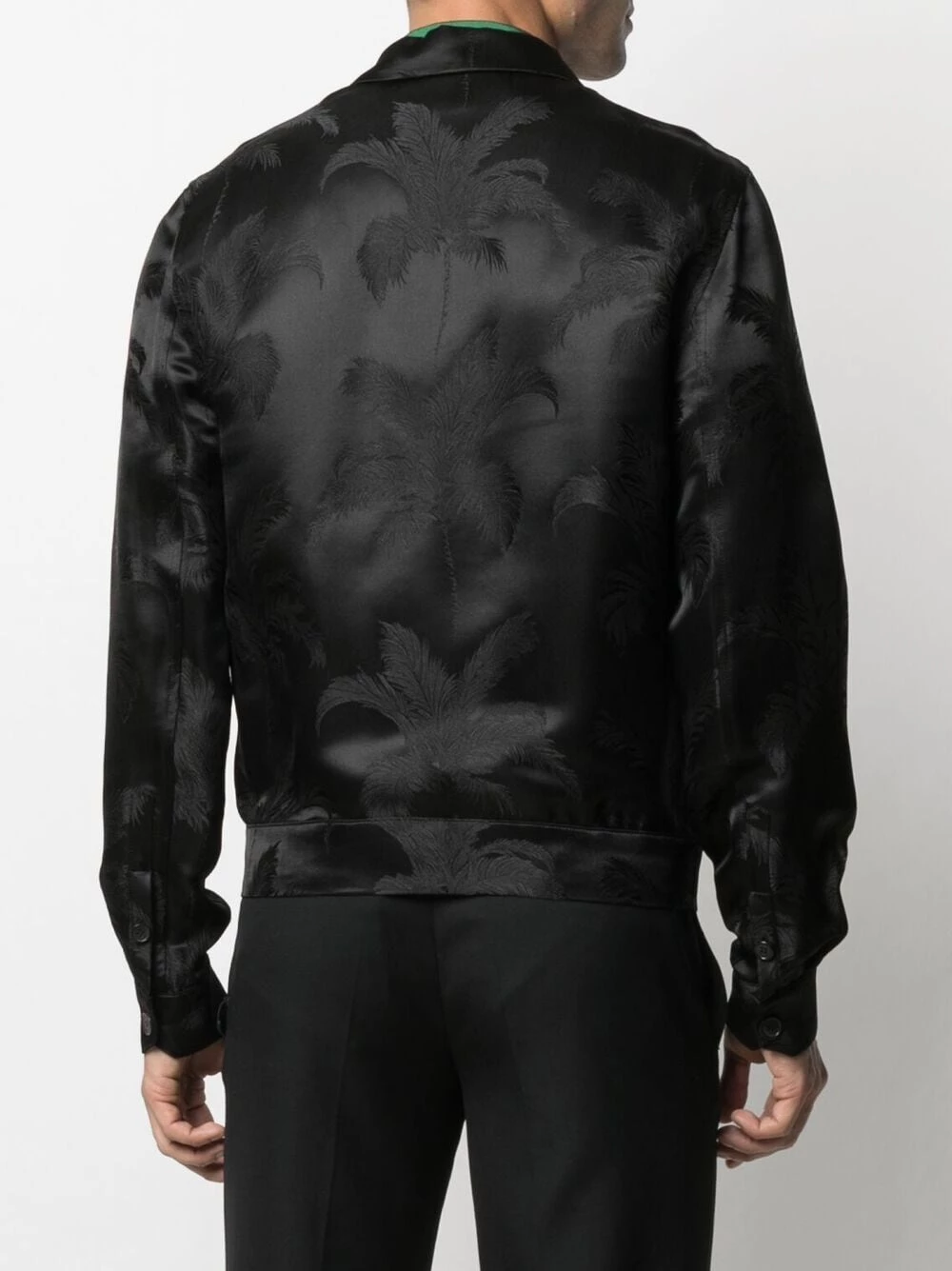 Saint Laurent palm tree print silk bomber