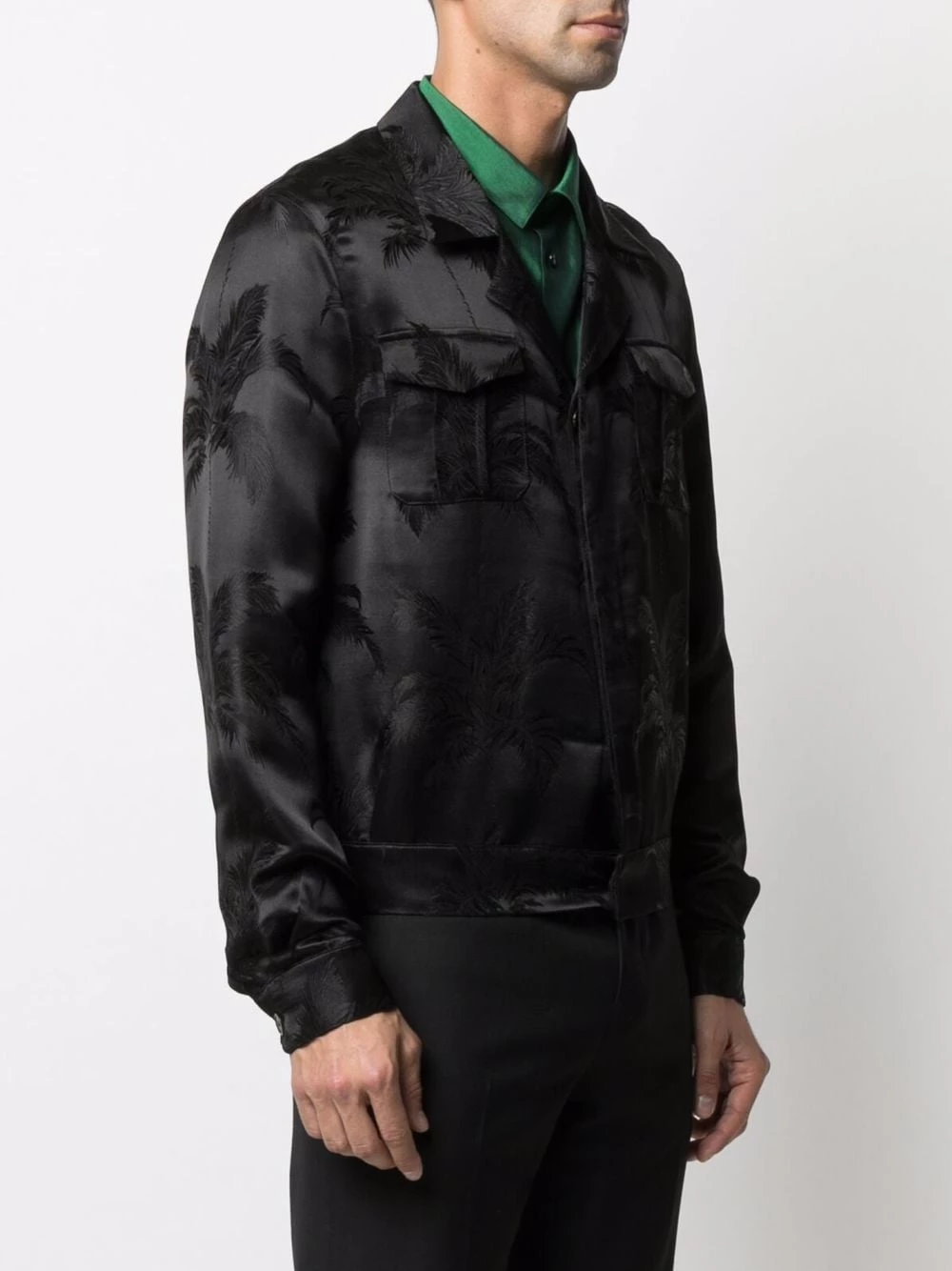 Saint Laurent palm tree print silk bomber
