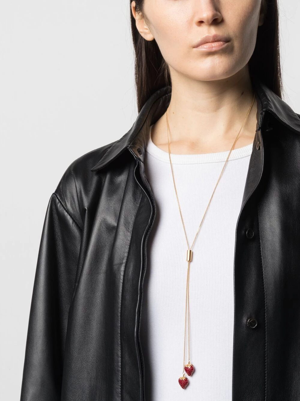 Saint Laurent strawberry-charm bolo necklace