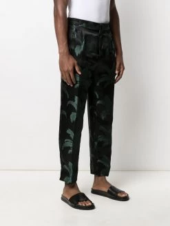 Saint Laurent palm tree-jacquard wide-leg trousers