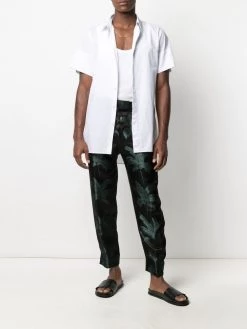 Saint Laurent palm tree-jacquard wide-leg trousers