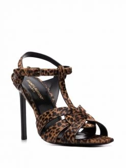 Saint Laurent Tribute 105mm leopard-print sandals
