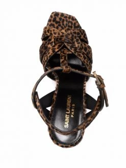 Saint Laurent Tribute 105mm leopard-print sandals