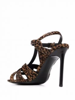Saint Laurent Tribute 105mm leopard-print sandals