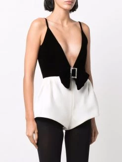 Saint Laurent bow-embellished playsuit