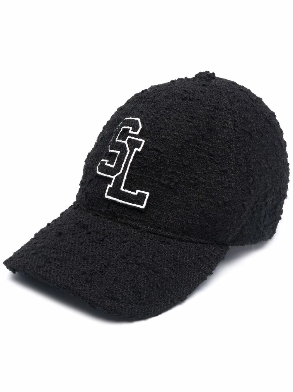 Saint Laurent logo patch tweed baseball cap