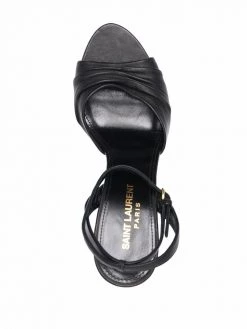Saint Laurent ruched ankle-strap leather sandals