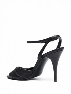 Saint Laurent ruched ankle-strap leather sandals