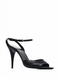 Saint Laurent ruched ankle-strap leather sandals