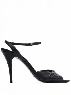 Saint Laurent ruched ankle-strap leather sandals