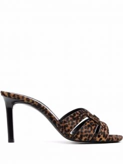 Saint Laurent Tribute leopard-print 85mm mules