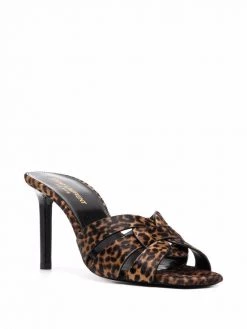 Saint Laurent Tribute leopard-print 85mm mules
