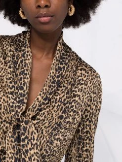 Saint Laurent leopard-print silk blouse
