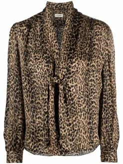 Saint Laurent leopard-print silk blouse