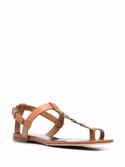Saint Laurent Cassandra logo-strap flat sandals