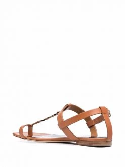 Saint Laurent Cassandra logo-strap flat sandals