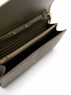 Saint Laurent Monogram chevron-quilted chain wallet