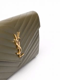 Saint Laurent Monogram chevron-quilted chain wallet