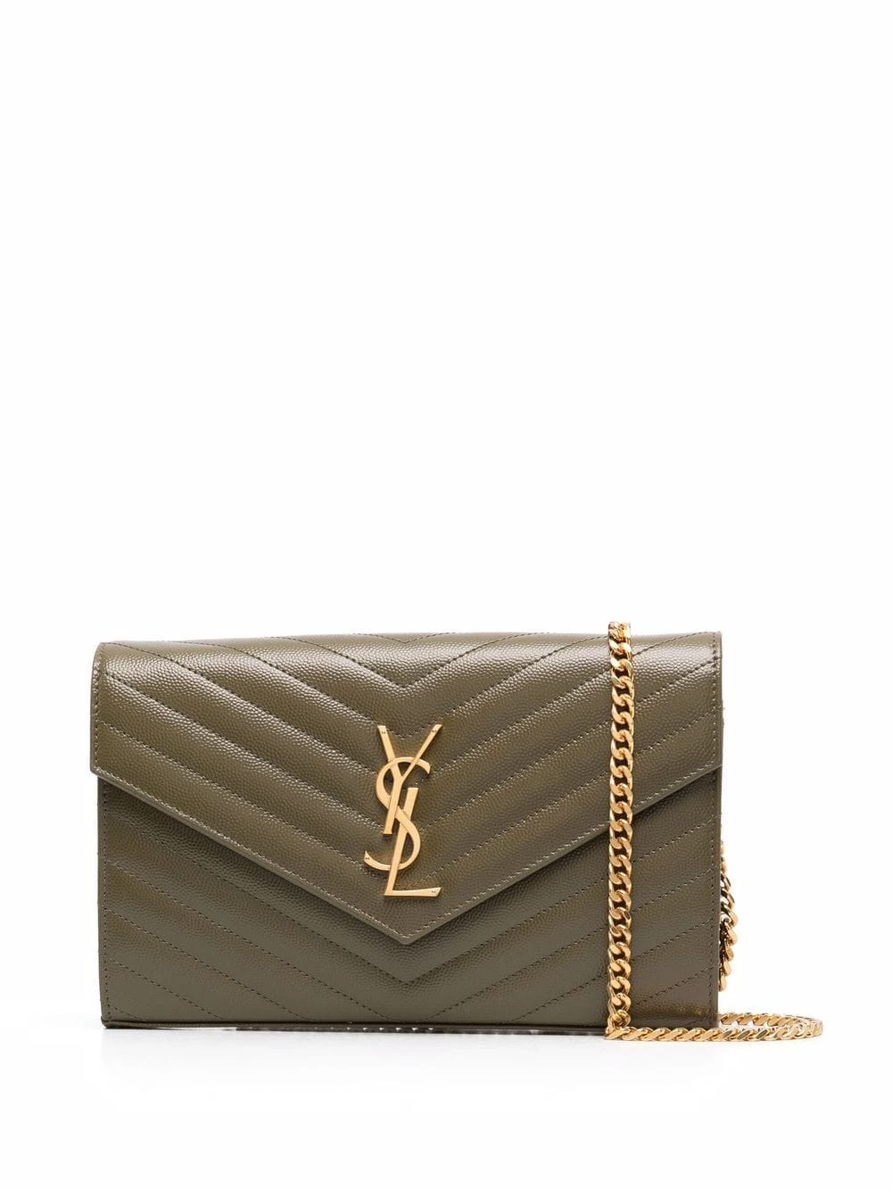 Saint Laurent Monogram chevron-quilted chain wallet
