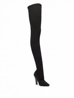 Saint Laurent cloqué-effect 120mm thigh boots