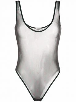 Saint Laurent Monogram tulle jersey sheer body