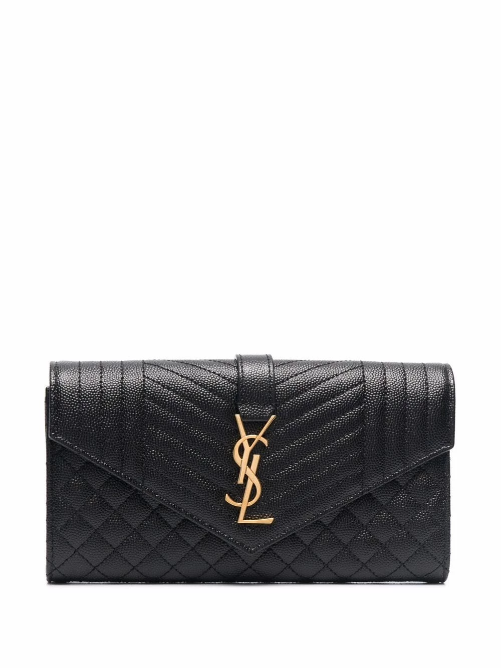 Saint Laurent large flap wallet in grain de poudre embossed leather