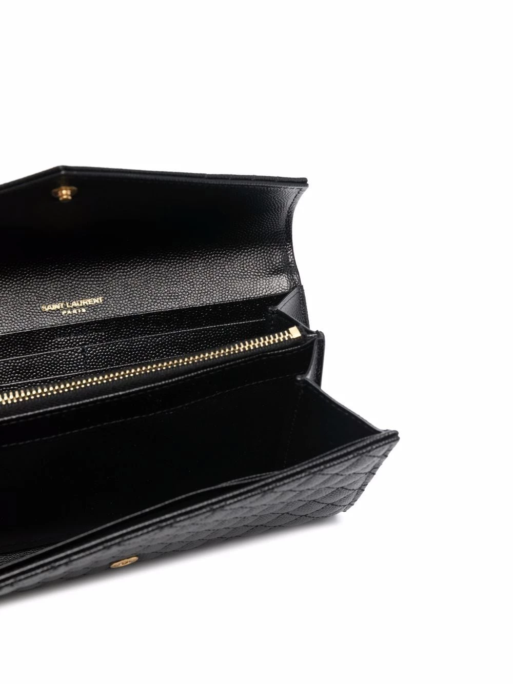 Saint Laurent large flap wallet in grain de poudre embossed leather