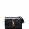 Saint Laurent croc-embossed monogram belt bag
